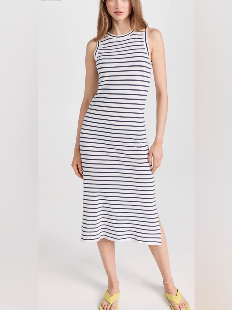 Rails Sleeveless Tank Jersey Dress Navy And White Stripes Size Medium